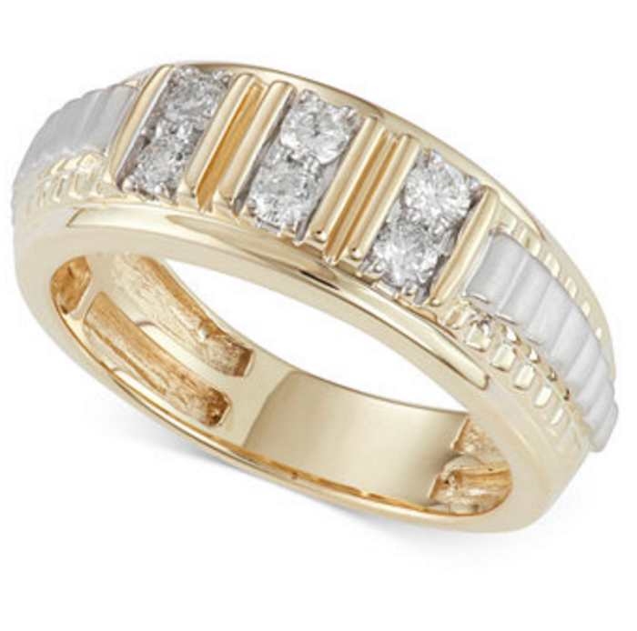 Men's Diamond Band (1/2 ct. t.w.) in 10k Gold and White Gold