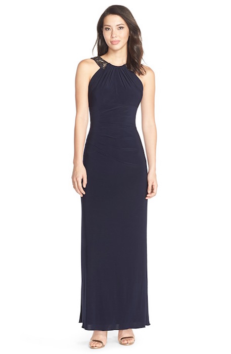 Xscape Embellished Neck Jersey Gown