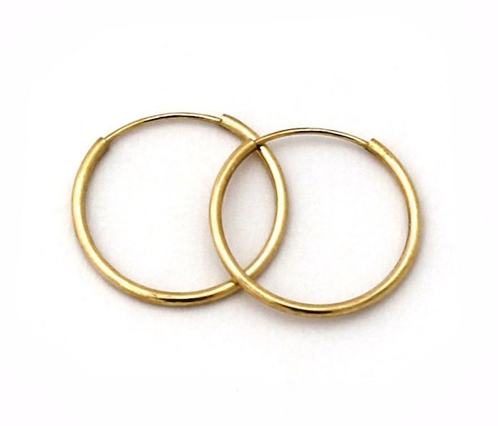Beauniq 14k Yellow or White Gold Endless Hoop Earrings - choose the diameter (up to 1\