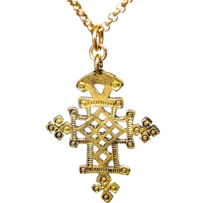 Long Ethiopian Style Cross Pendant
