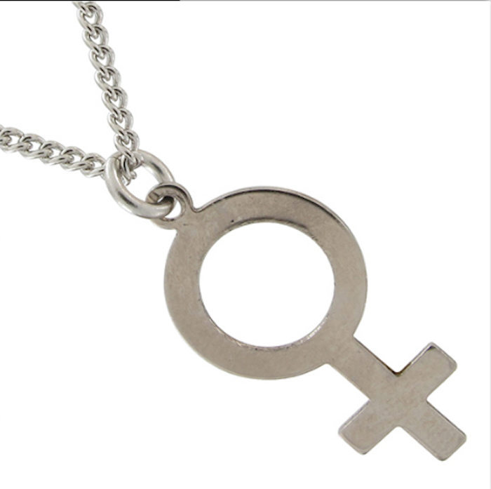 KY & Co USA Made Silver Tone Female Gender Pendant Necklace