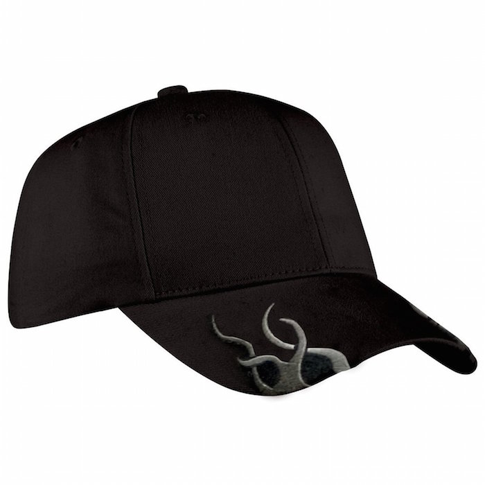 Port Authority Racing Cap with Flames, Black and Charcoal