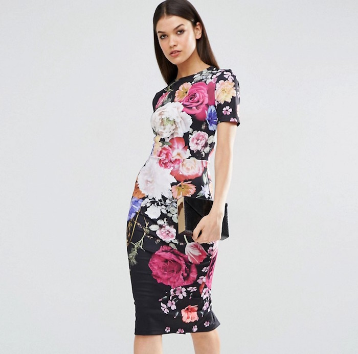 ASOS TALL Placed Floral Print T-Shirt Dress