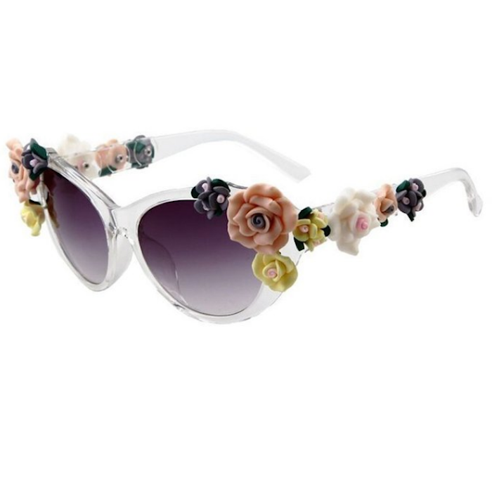 Dahlonega Women's Chic Beach Roses Handmade Soft Ceramics Flowers Sunglasses