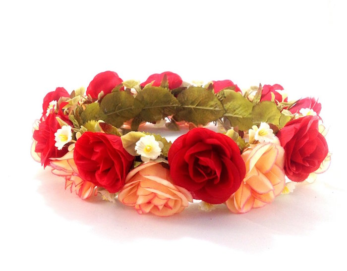 Rose Flower Tiara Wreath Crown Headband :A3 (Red) 