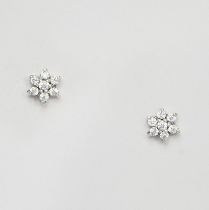 Fashionology Sterling Silver Flower Quartz Stud Earrings