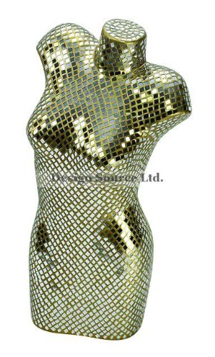 Posh Silver Gold Mirrored NUDE Female Statue Sculpture Modern Woman Large Torso