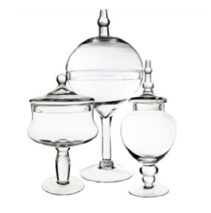 Candy Buffet Glass Apothecary Jars, Set Of 3