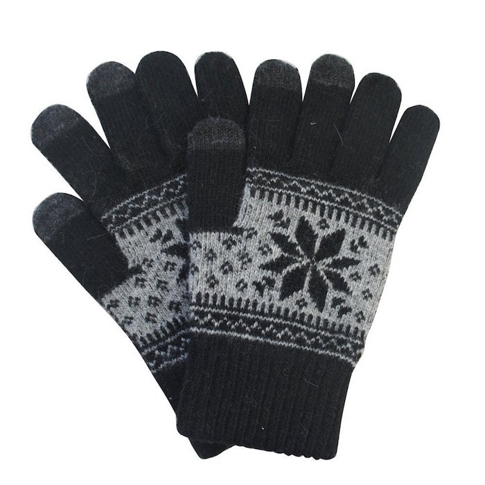 MERSUII™ Unisex Style Smart Phone Trendy Winter Hand Warm Snowflake Maple Leaf Pattern Touch Screen Touchscreen Smart Knitted Wool Gloves for Women and Men