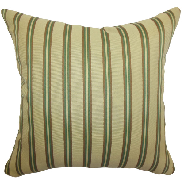 Harriet Gold Stripes Feathered Filled 18-inch Throw Pillow