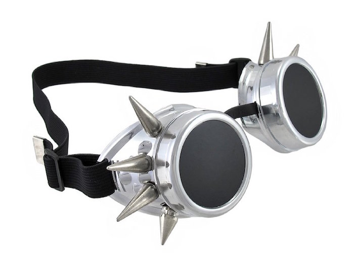 Astra Depot Steampunk Goth Style Aviator Unisex UV Goggles - Chrome Plated Frame Clear Lens