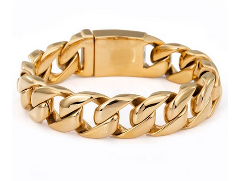 Trendsmax Heavy 16mm Curb Chain Mens Jewelry Gold Plated 316L Stainless Steel Bracelet