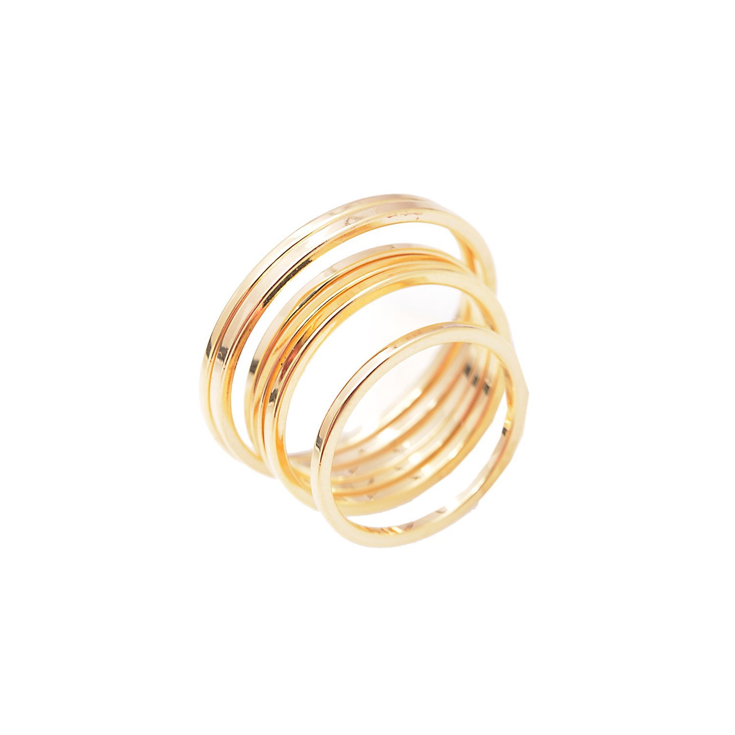 Stacking Skinny Wire Ring and Midi Ring Set of 6