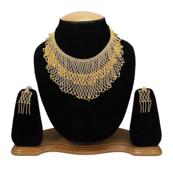 Banithani Traditional Indian 18K Gold Micron Plated Necklace Set Bollywood Jewelry Gift for Her