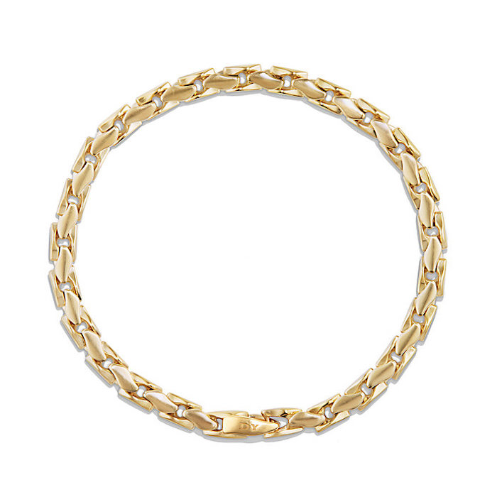 Medium Fluted Chain Bracelet in 18K Gold, 5mm | Blingby