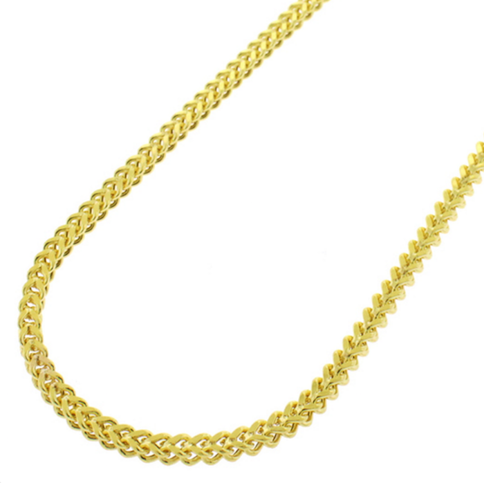 10k Yellow Gold 2-millimeter Hollow Franco Necklace Chain