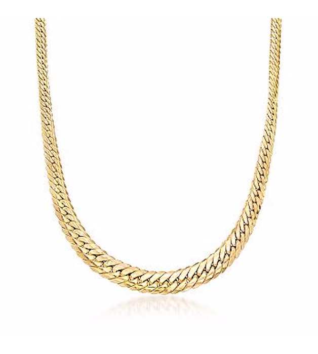 Italian Yellow Gold Graduated Curb Link Necklace. 