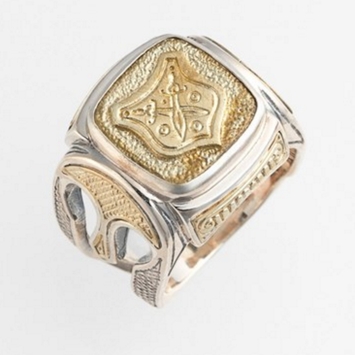 Konstantino 'Byzantium' Two-Tone Rectangle Shield Ring