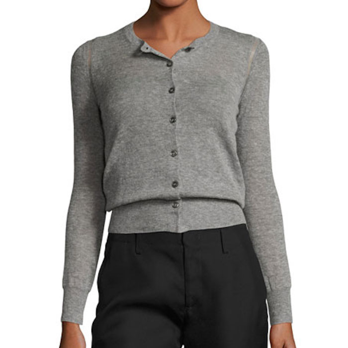 Fairlea Knit Cardigan Sweater, Gray