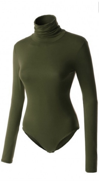 Turtleneck Bodysuit (Olive Green)