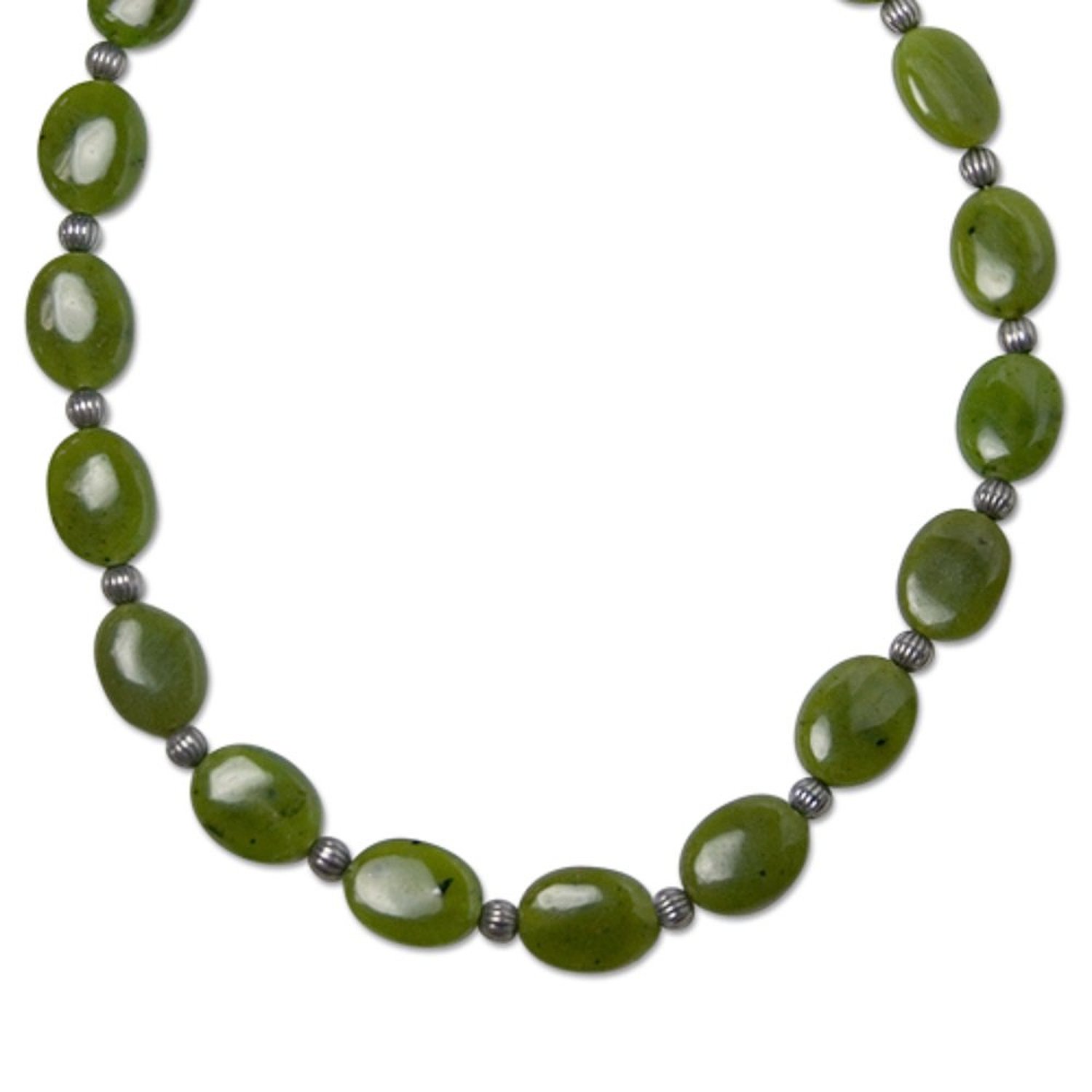 Beadazzling Sterling Silver Nephrite Jade Beaded Gift Necklace
