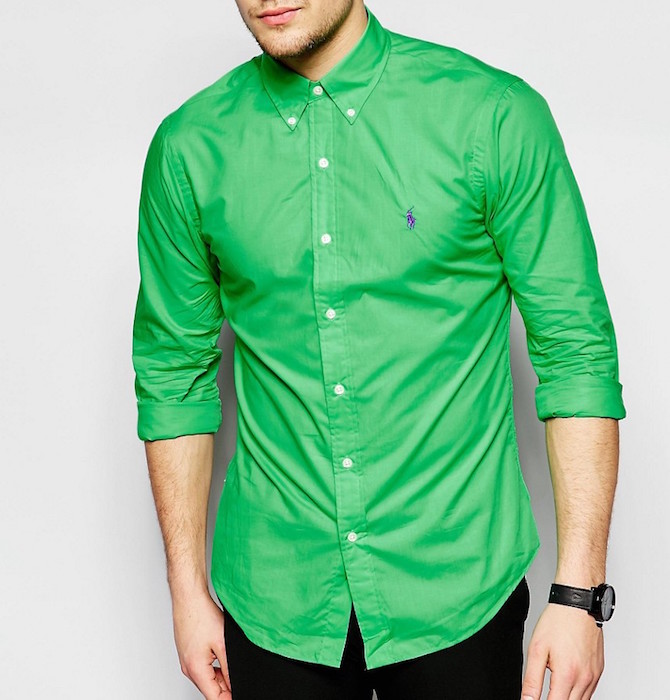 Polo Ralph Lauren Shirt In Slim Fit Green Poplin