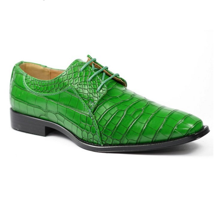 Roberto Chillini Men's Shamrock Green Exotic Lace Up Dress Oxford Shoes