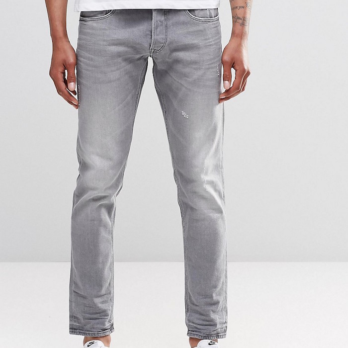 Replay Ronas Slim Jeans Mid Grey Slight Distressing