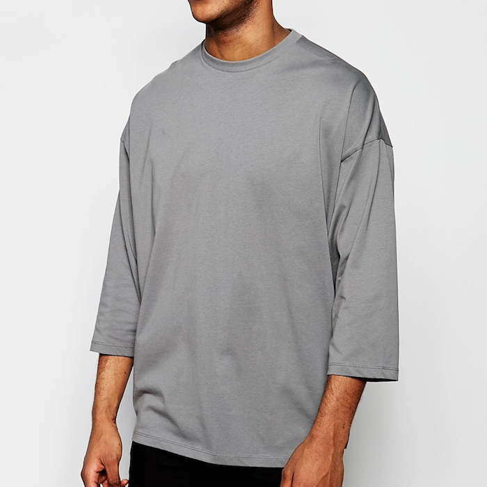 ASOS Super Oversized 3/4 Sleeve T-Shirt In Grey