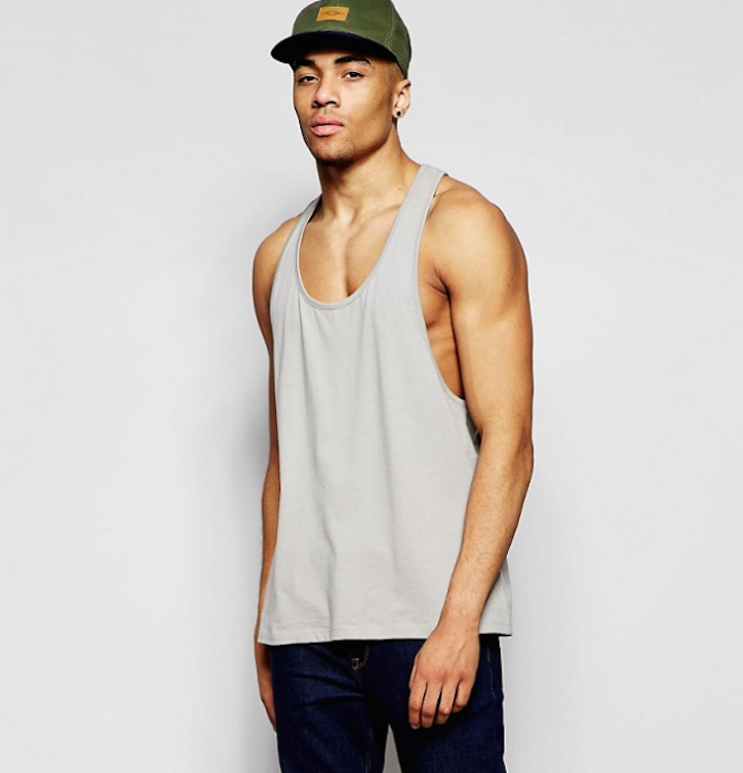 ASOS Vest With Extreme Racer Back In Grey | Blingby