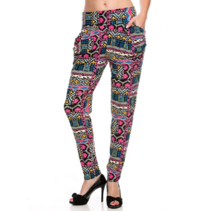 G2 Chic Women's Printed + Solid Harem Pants