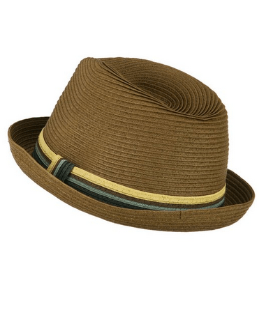 Tri-Colored Men's Fedora Paper Straw Hat - Light Brown W19S67B