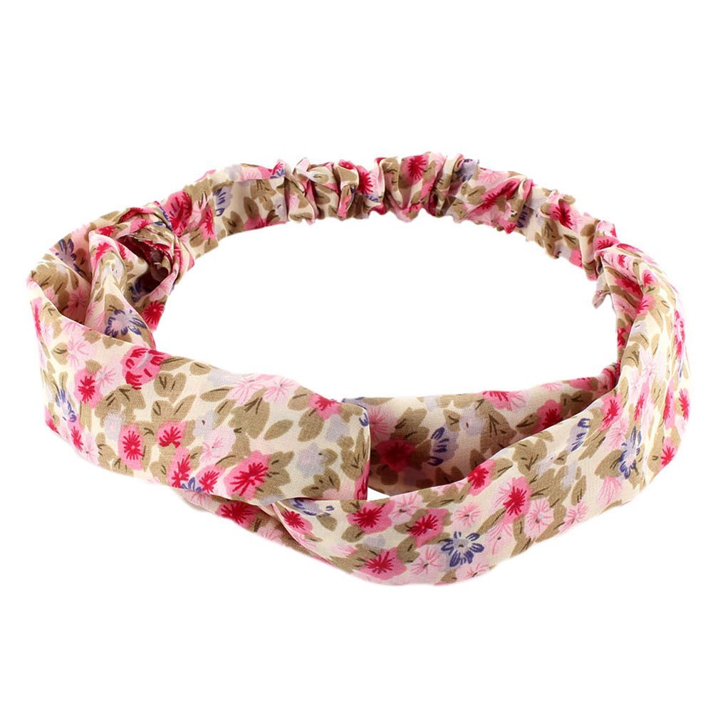 Weixinbuy Women's Floral Print Twist Knot Elastic Wrap Headbands