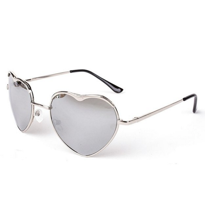 SOOLALA Womens Thin Metal Heart Shaped Frame Cupid Sunglasses