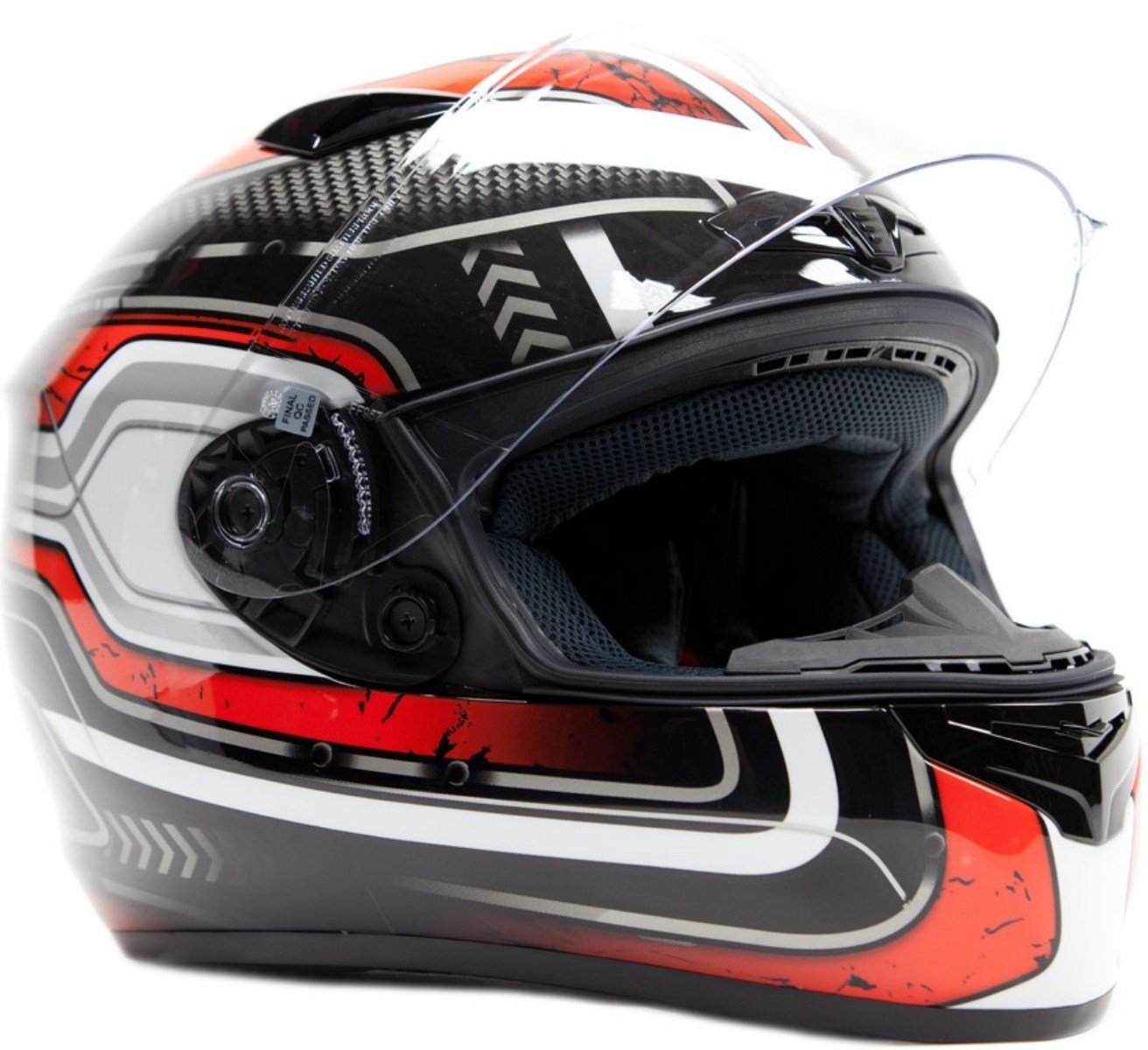 Snell M2010 DOT Approved Full Face Helmet w/ Free Smoke Tinted Shield ( Large - Black / Red )