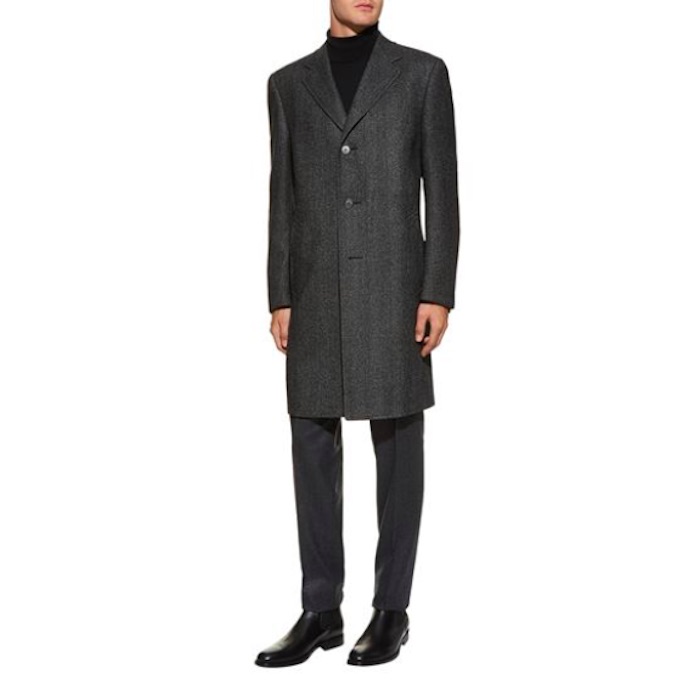 Canali Herringbone Woollen Overcoat
