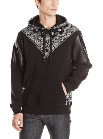 Southpole Men's Hooded Fleece Pull Over with Bandana Prints