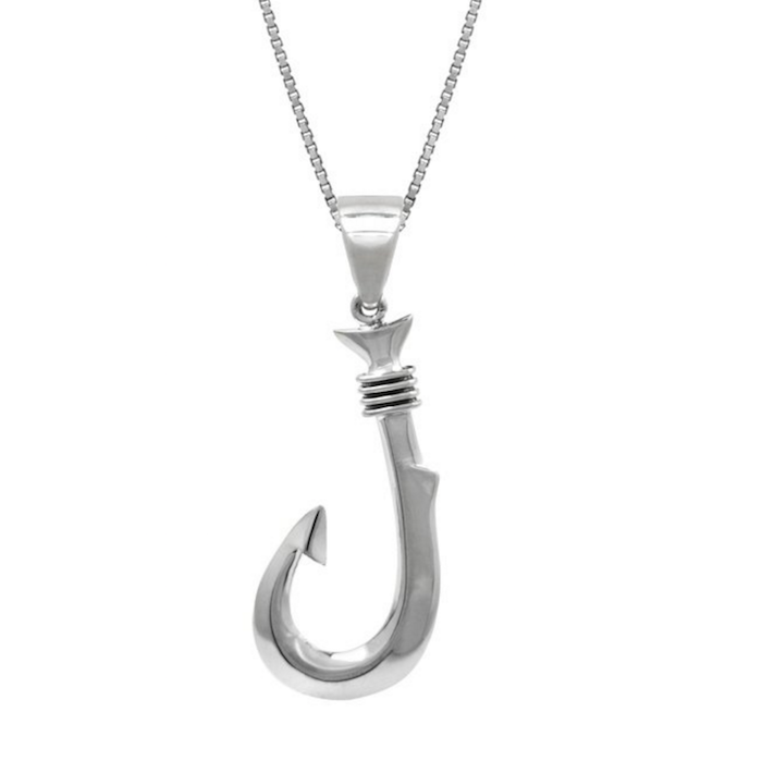 Honolulu Jewelry Company Sterling Silver Fish Hook Necklace Pendant with 18