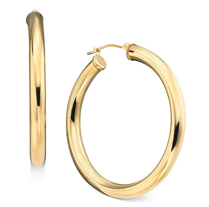 14K Gold Large Polished Hoop Earrings