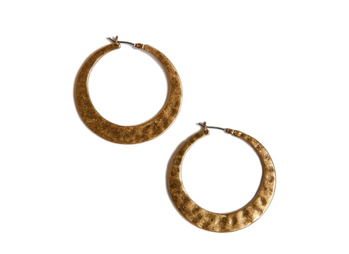 Lucky Brand Earrings, Large Twisted Gold-Tone Hoop 
