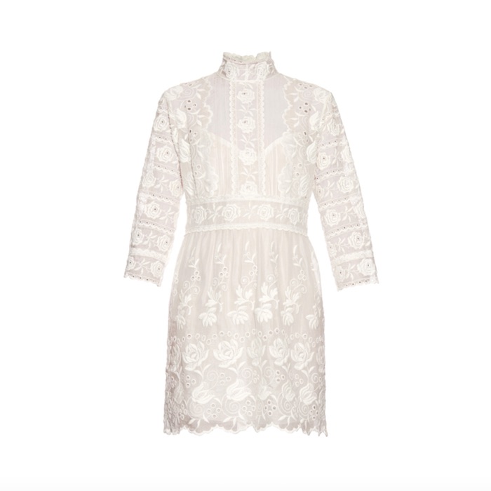 MARC JACOBS High-neck embroidered silk broderie-anglaise dress