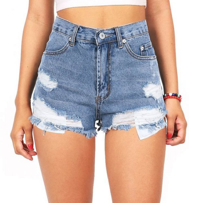 high waisted ripped shorts