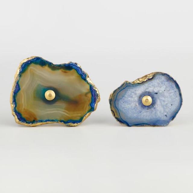 Blue Agate And Gold Knob Set 