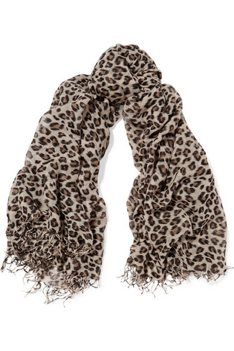 Leopard-print cashmere and silk-blend scarf
