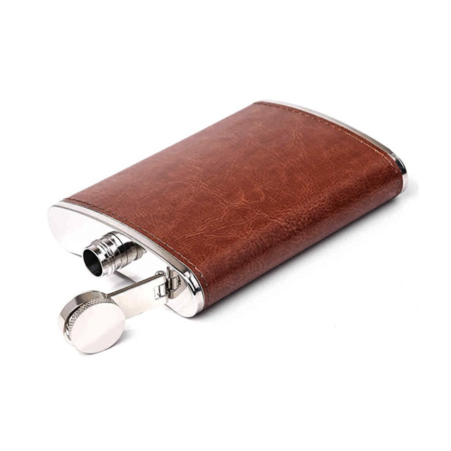 Brown Leather Pocket Drinking Flask