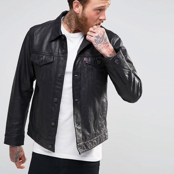 Levi's Black Leather Trucker Jacket