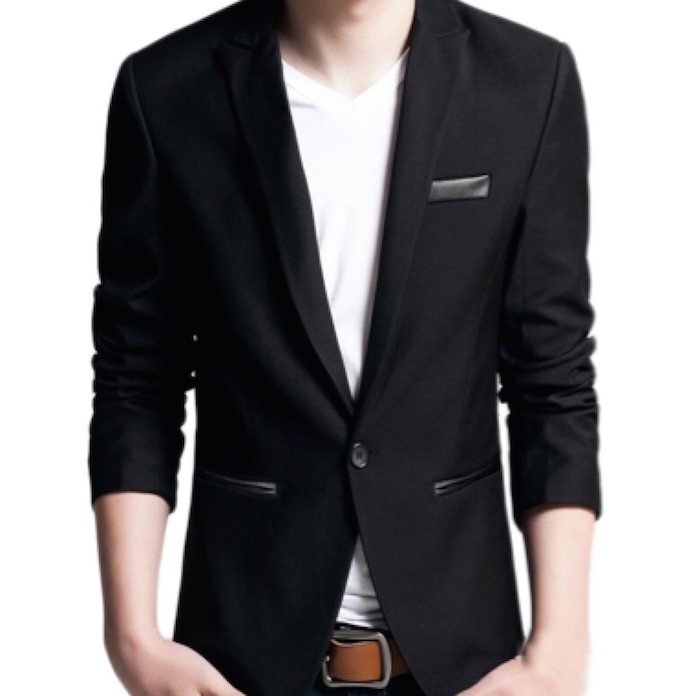 YUNY Men's Fashion Lightweight Suit Blazers Leather Pocket