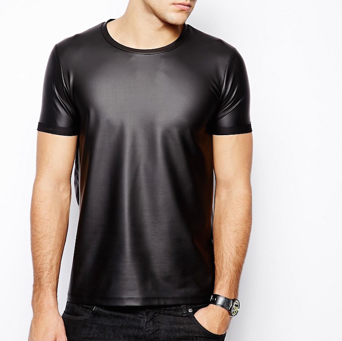 ASOS T-Shirt With Leather Look Coating