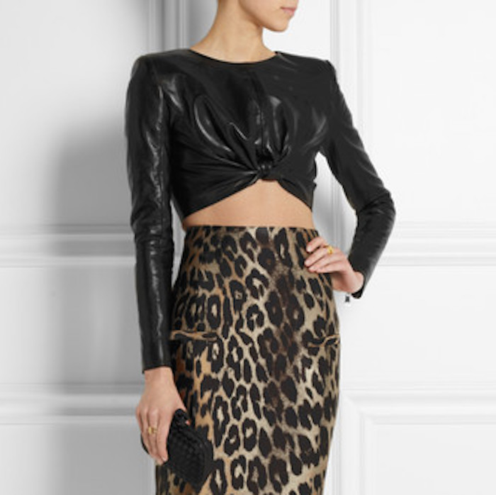  BALMAIN Cropped leather top