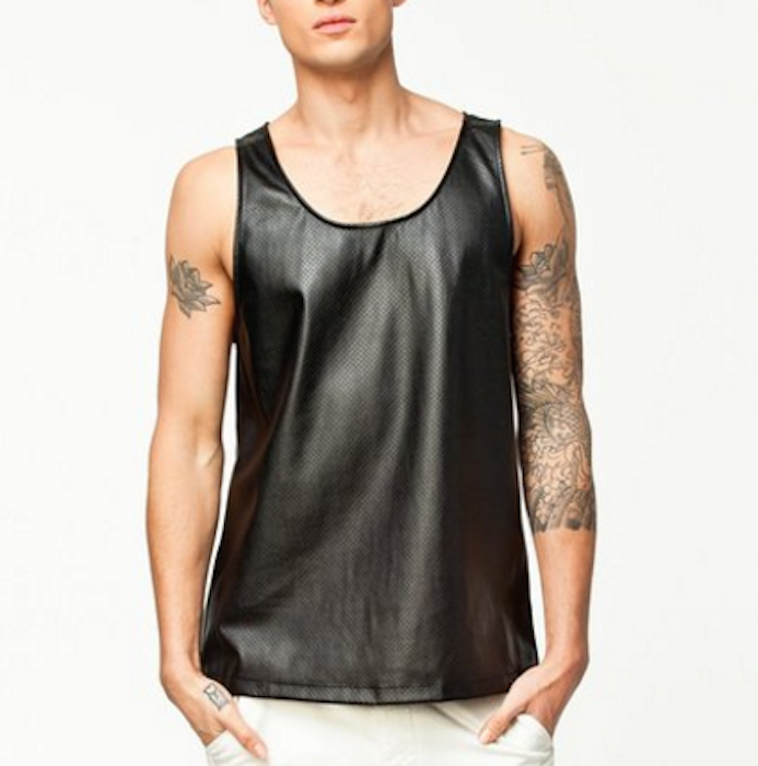 ASOS Longline Tank With Zip Detail And Faux Leather Panel